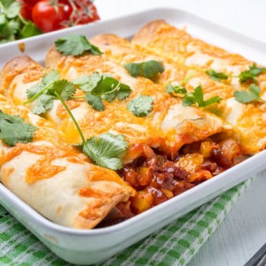 Check out this delicious recipe for green chile chicken enchiladas! This is a lightened-up version of everybody's favorite Mexican dish!