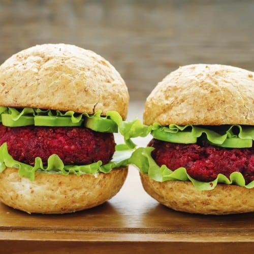 Low calorie beet burgers with chipotle aioli