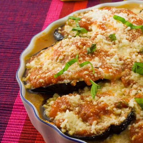 Low calorie healthy eggplant parmesan