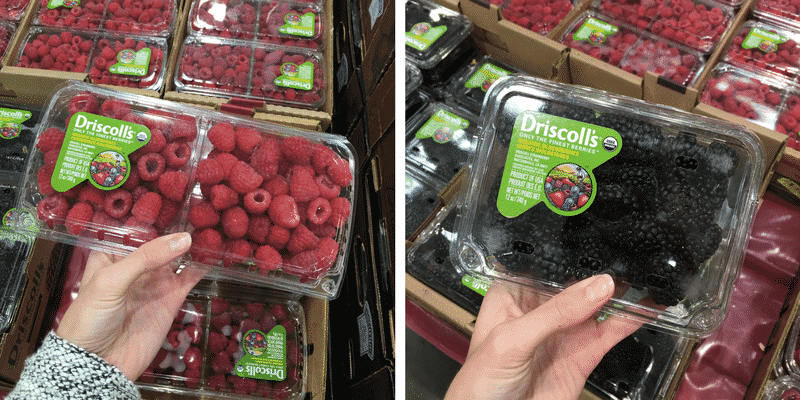 Organic blackberries and raspberries from Costco