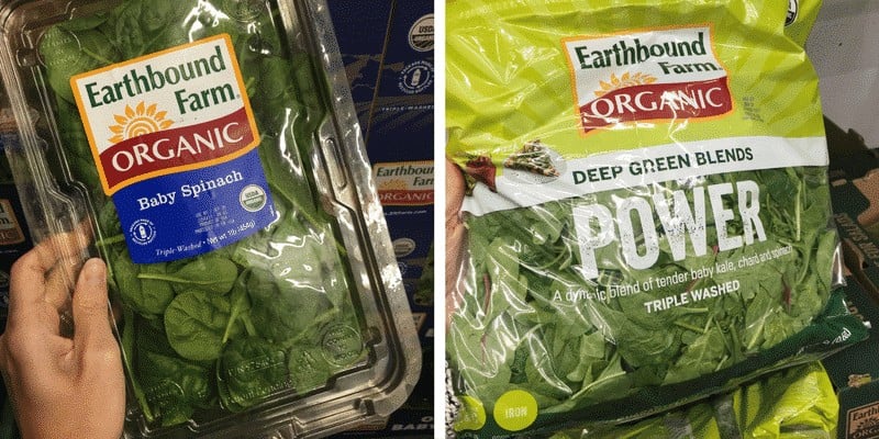 Organic spinach and greens from Costco