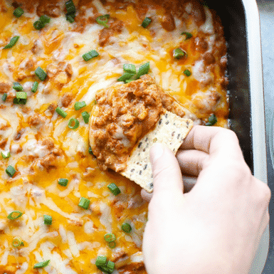 Check out this recipe for a healthy chili cheese dip perfect for game day!