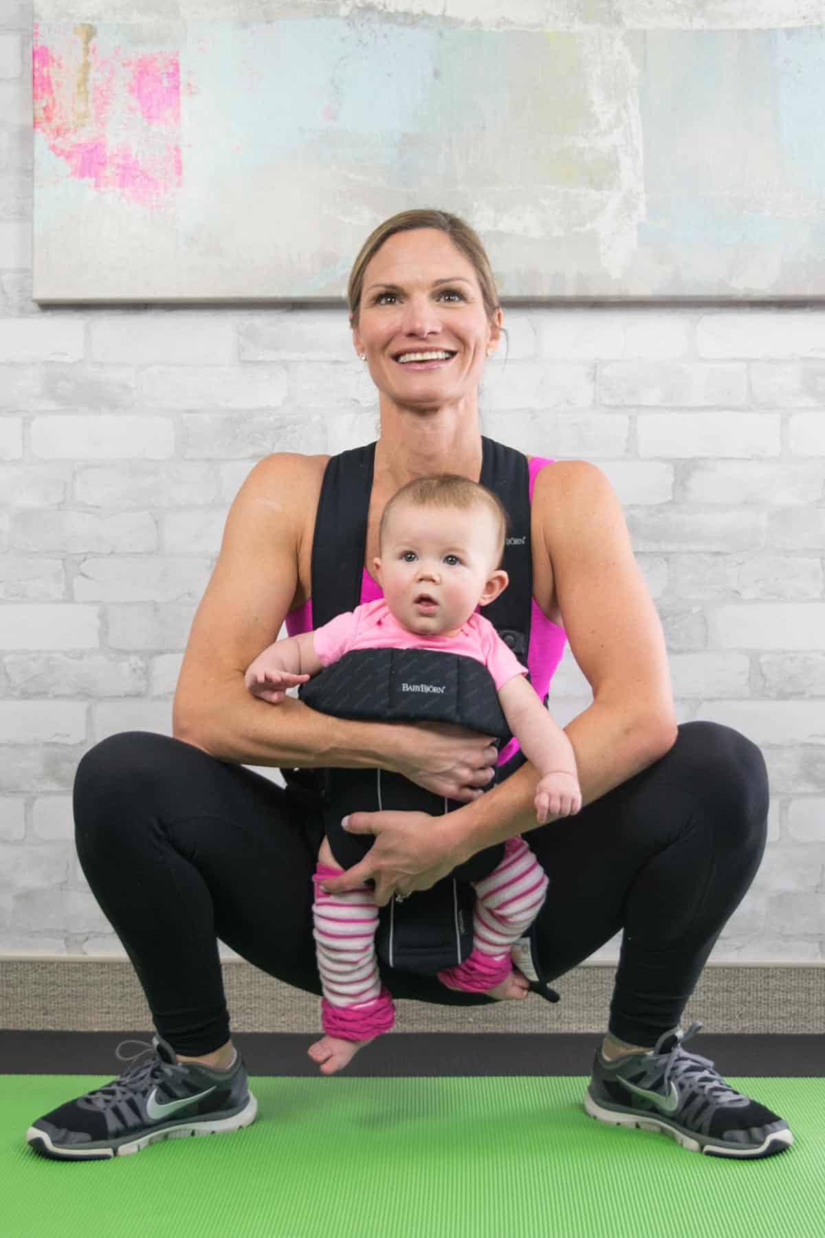 yogi squat with baby