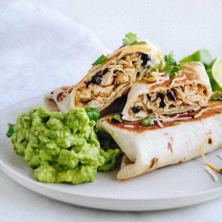 These chicken, rice and bean burritos can be thrown together in 20 minutes; are kid-friendly, freezer-friendly and just 300 calories per burrito!