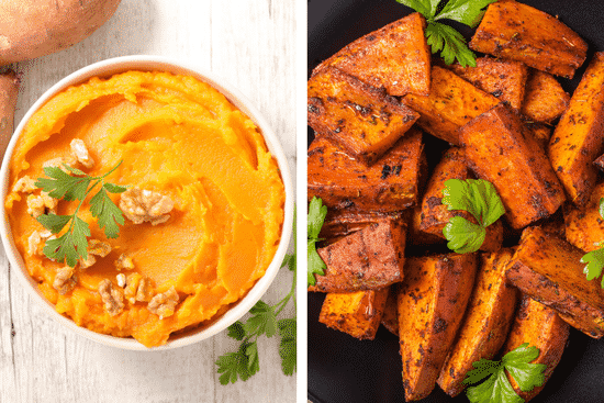 Swap those marshmallow sweet potatoes for a healthier and yet still delicious mashed or roasted sweet potato recipe.