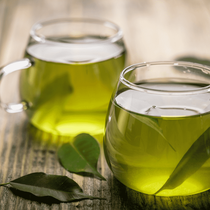 two cups of green tea