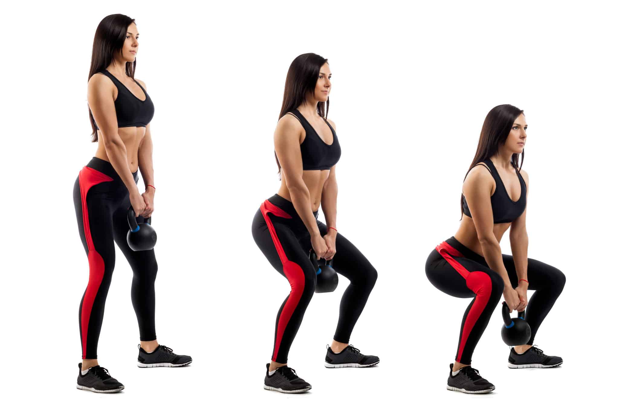 Woman performing kettlebell dead lift with proper form