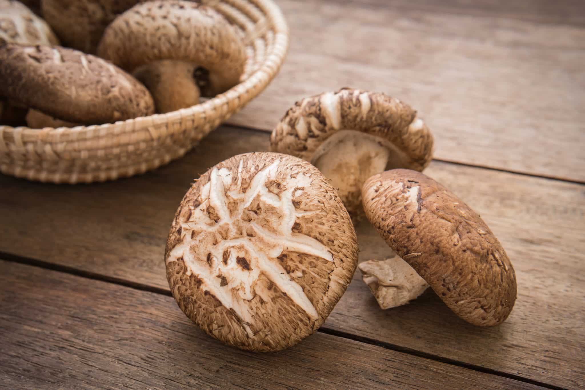 Shiitake mushrooms on table