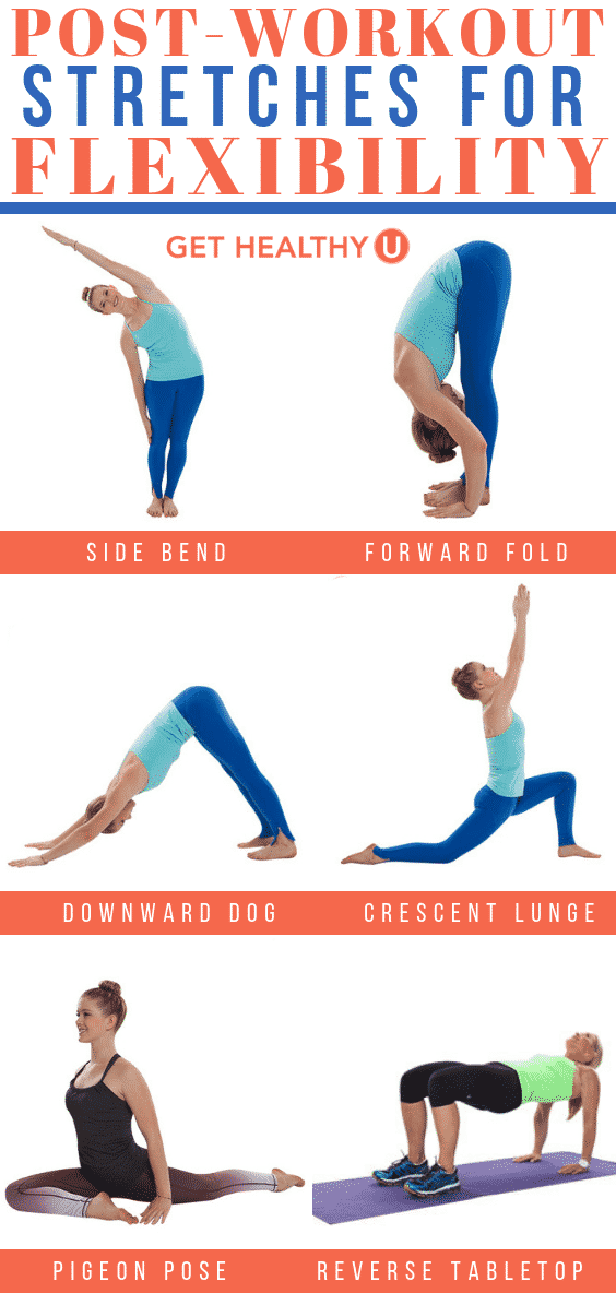 Graphic of post-workout stretches for flexibility