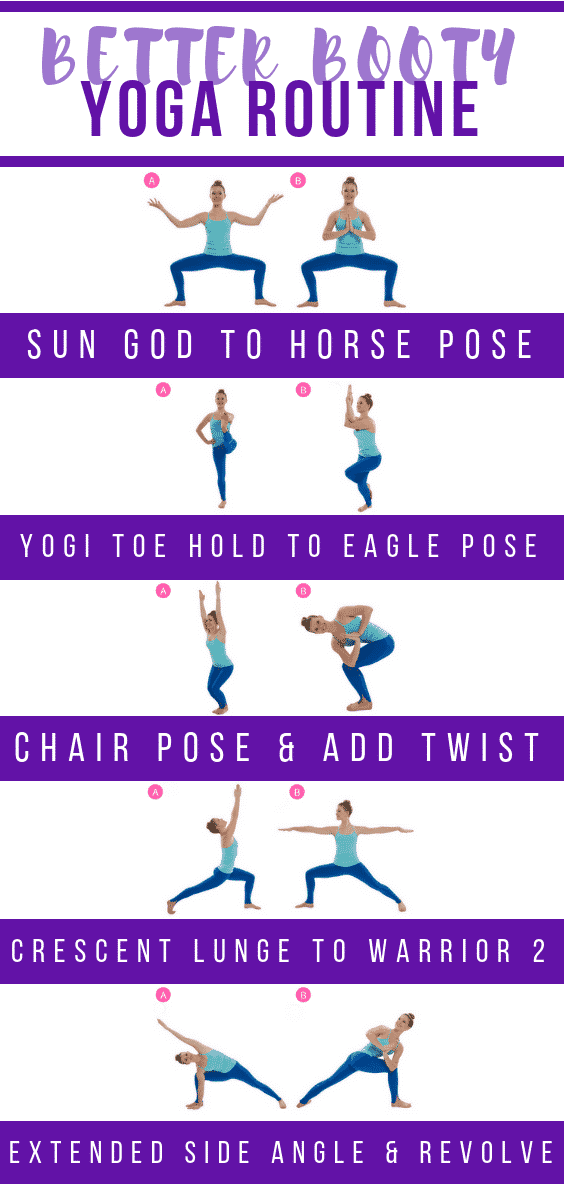 Graphic of yoga poses for a better booty