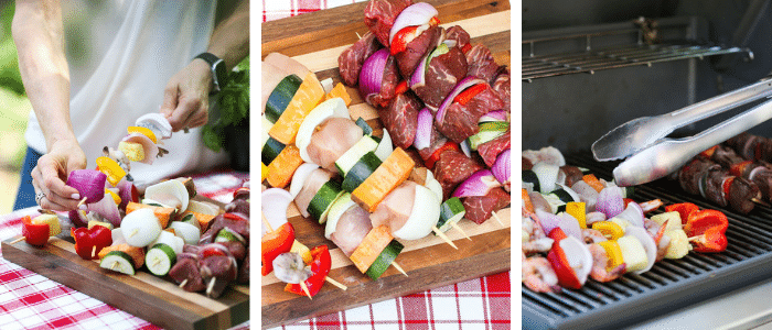 Step by step photos of how to make kabobs 3 ways