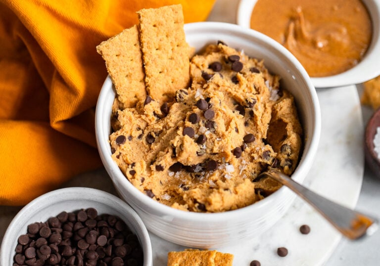 healthy cookie dough dip in bowl