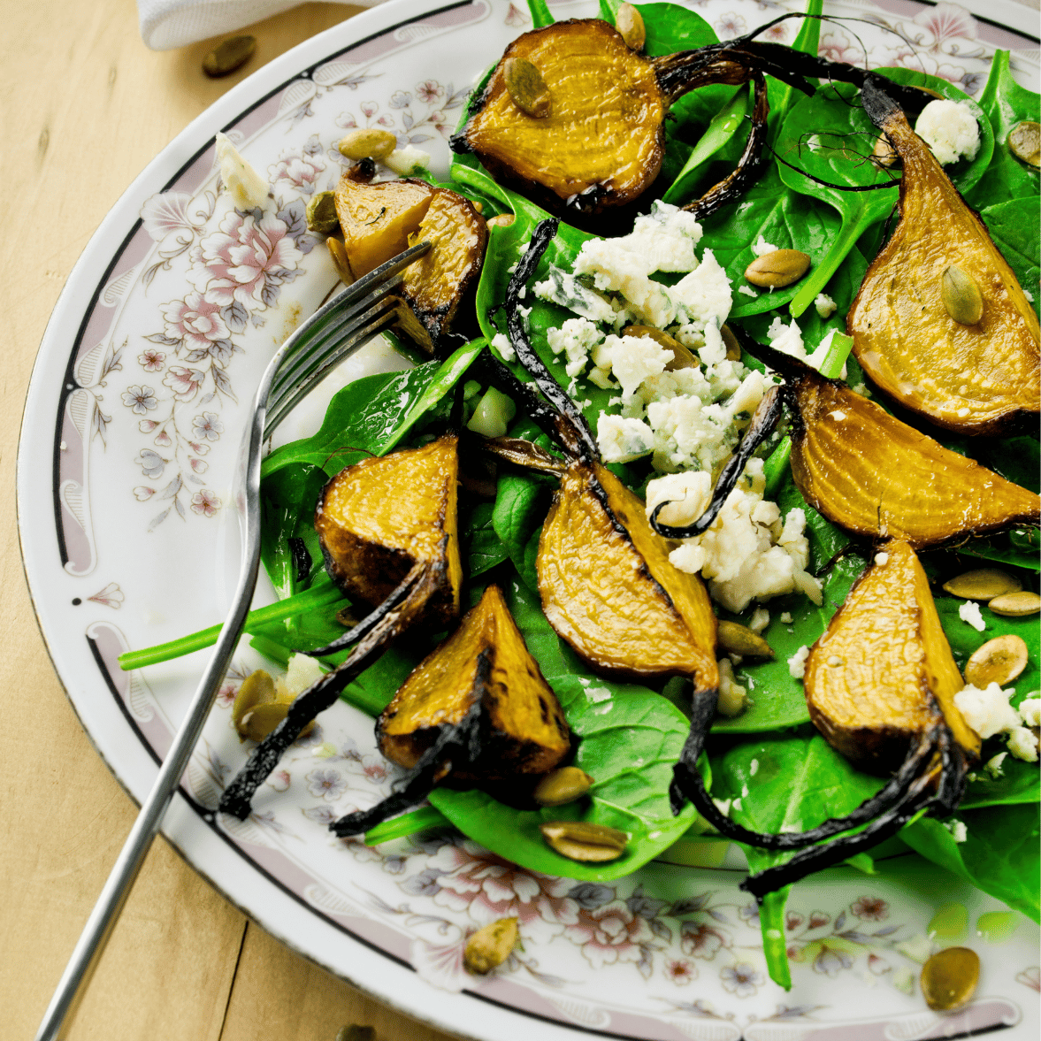 plat of salad with golden beets