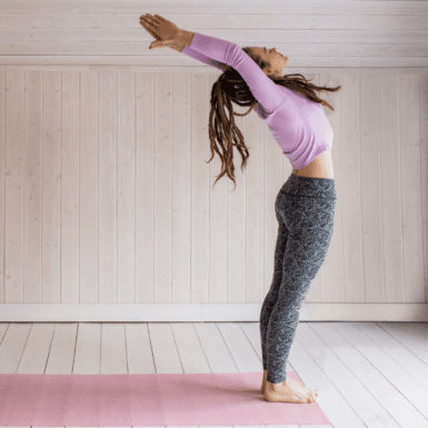 woman doing yoga stretch