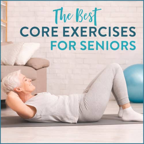 Senior woman laying on floor doing core exercises