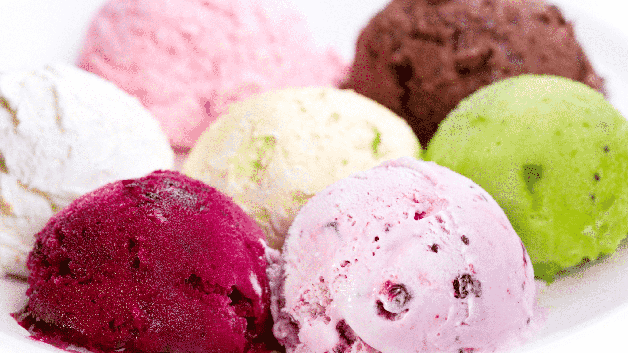 scoops of different flavors of ice cream