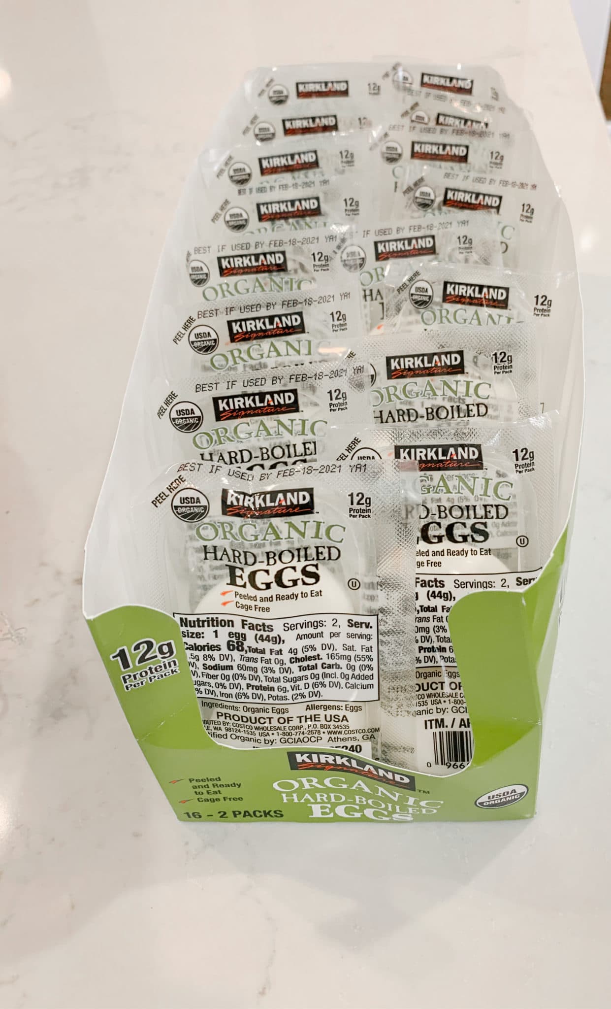 Kirkland organic hard boiled eggs from Costco
