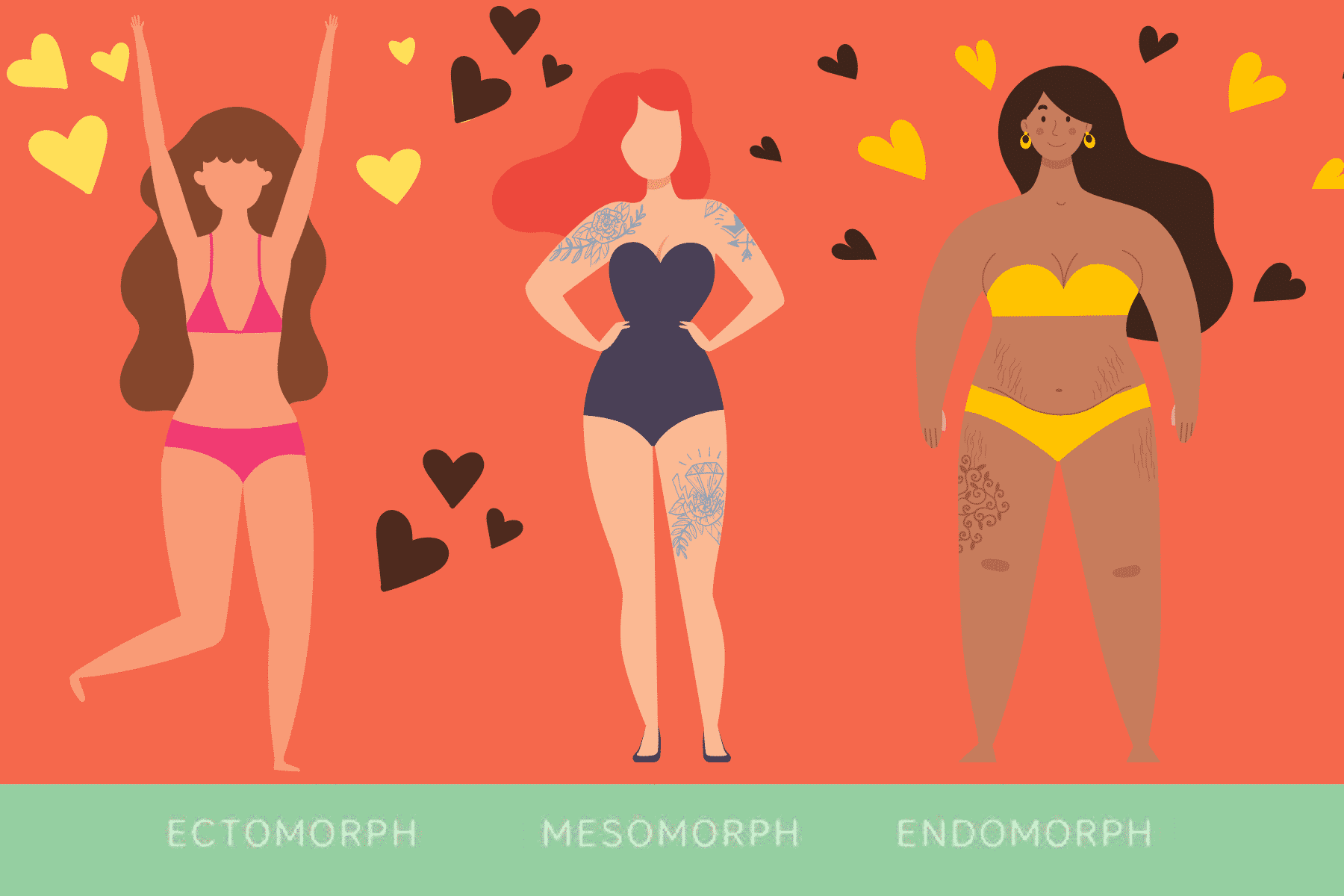 what is my metabolic type – illustration of ectomorph, mesomorph, and endomorph