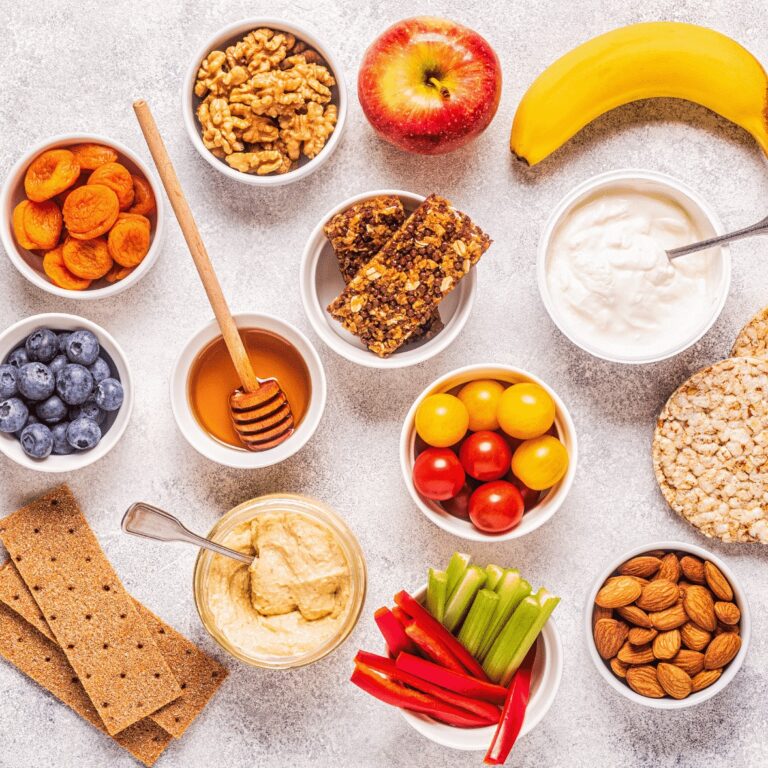 table full of healthy snacks