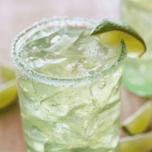 Skinny margarita on the rocks in a glass