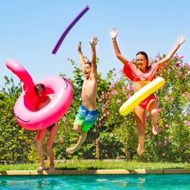 healthy activities for kids jumping into pool