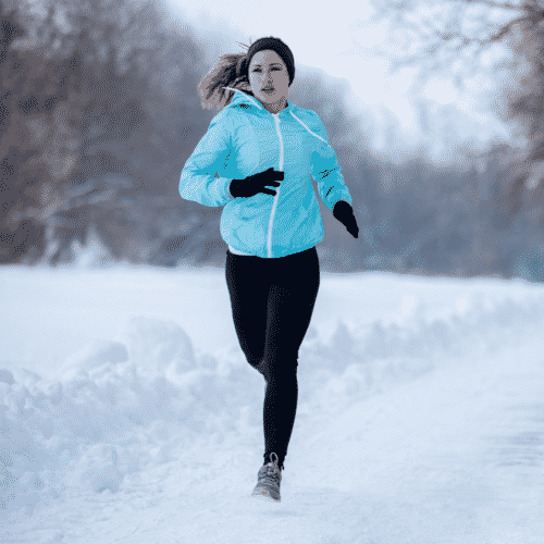 woman running in the winter