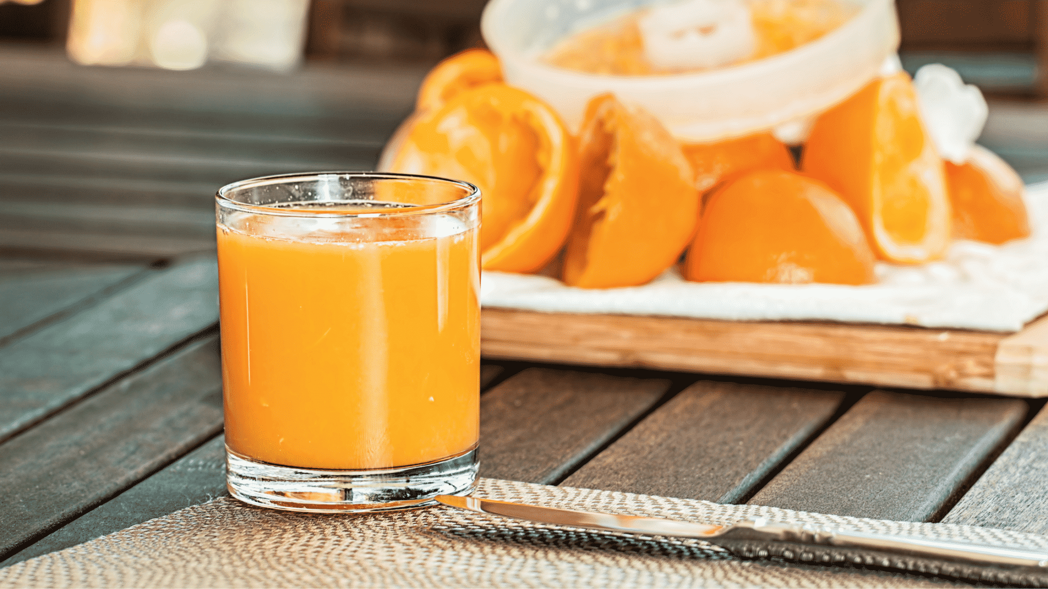 orange juice on a table