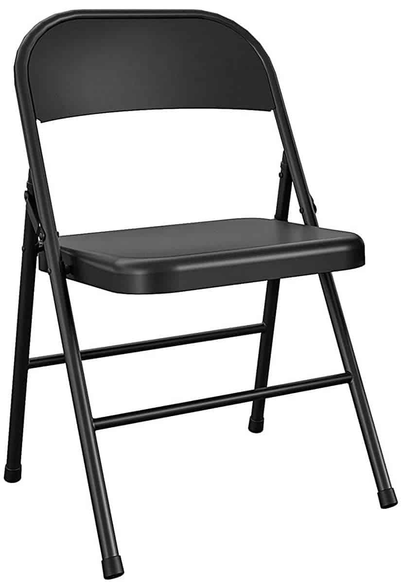 Included in the best home gym equipment for seniors is a black folding chair