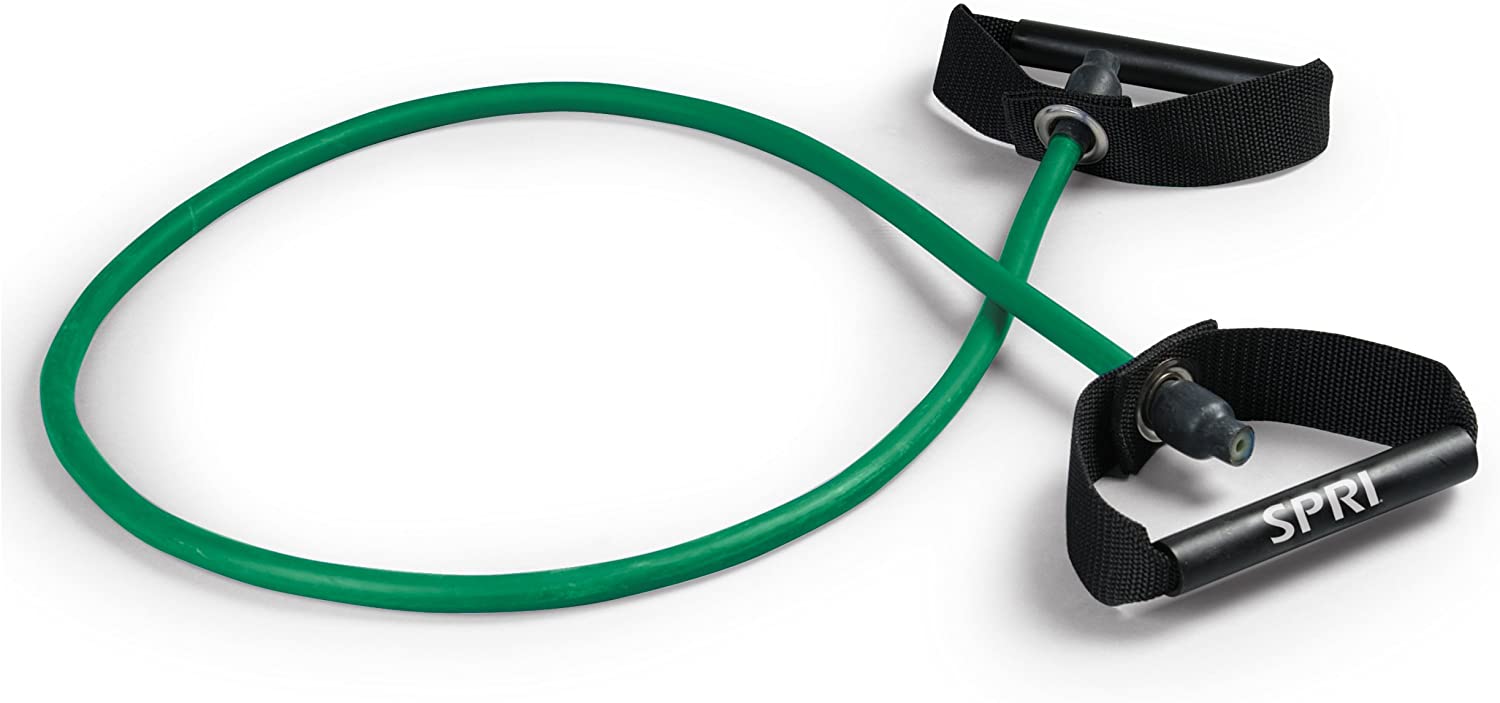 Green resistance bands with black handles