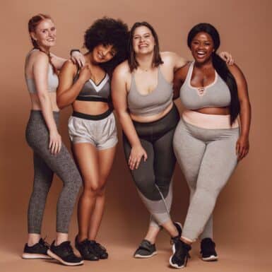 women with different metabolic body types standing in line
