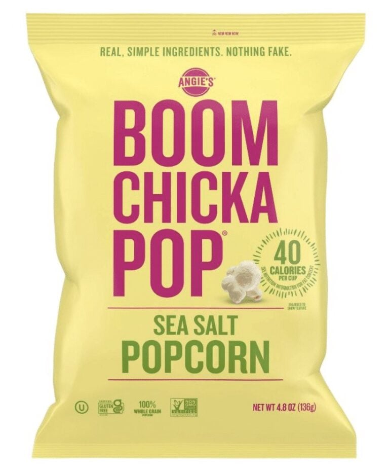 Bag of yellow angie's bookchickapop popcorn