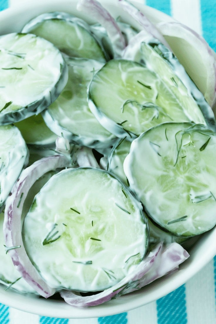 Cucumber salad with dill and red onion