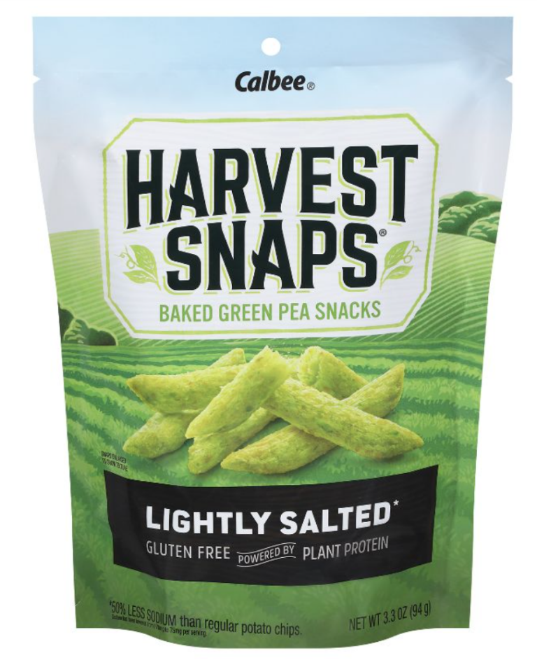 Bag of Harvest Snaps green pea crisps