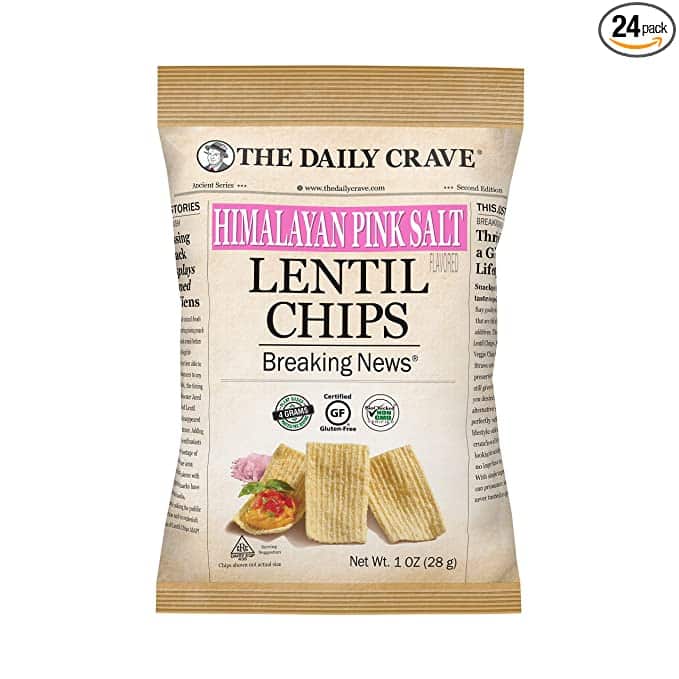 Bag of baked lentil chips