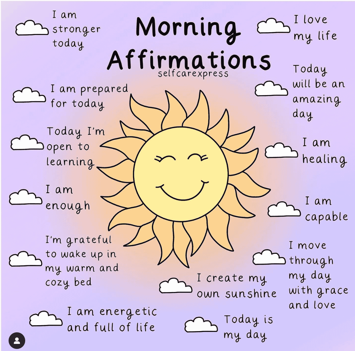 morning affirmation graphic with sunshine