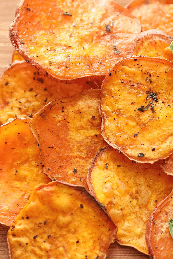Homemade sweet potato chip rounds