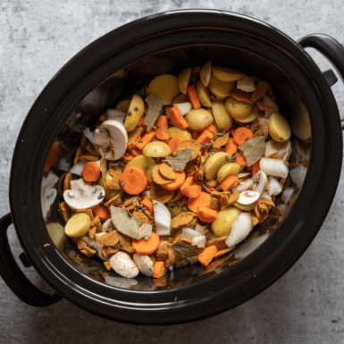 crockpot with veggies inside
