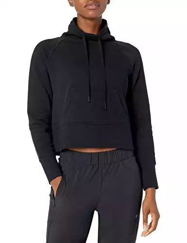 Core 10 Women's Super Soft Fleece Cropped Length Cowl Neck Sweatshirt, Black, X-Small