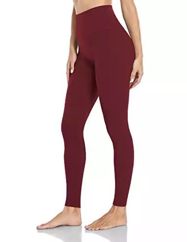 HeyNuts Essential High Waisted Yoga Leggings for Tall Women, Buttery Soft Full Length Workout Pants 28'' Garnet Red M(8/10)