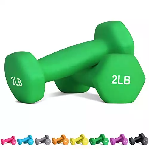 Balelinko Hand Weight Neoprene Coated Dumbbell, Exercise & Fitness Dumbbell for Home Gym Equipment Workouts Strength Training Free Weights for Women, Men, Seniors, Teens, and Youth, 2 LB Green, Pa...