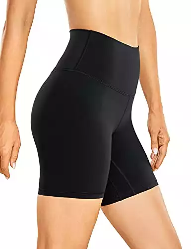 CRZ YOGA Women's Naked Feeling Biker Shorts - 6 Inches High Waisted Yoga Workout Gym Running Spandex Shorts Black Small