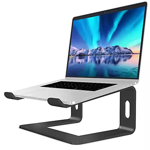 SOUNDANCE Laptop Stand, Aluminum Computer Riser, Ergonomic Laptops Elevator for Desk, Metal Holder Compatible with 10 to 15.6 Inches Notebook Computer, Black