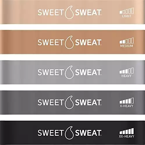 Sweet Sweat Mini Loop Resistance Bands - Set of 5 | Exercise Hip Booty Bands for Squats, Lunges, Physical Therapy, Yoga, Pilates, Rehab and Home Workout | Non-Latex Elastic Bands Includes Carry-Bag