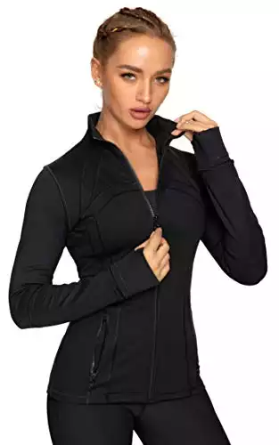 QUEENIEKE Women's Sports Jacket Slim Fit Running Jacket Cottony-Soft Handfeel Size M Color Black Pro