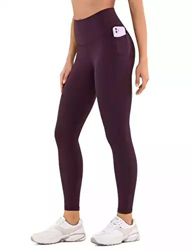 CRZ YOGA Womens Butterluxe Workout Leggings 25 Inches - High Waisted Gym Yoga Pants with Pockets Buttery Soft Deep Purple Small