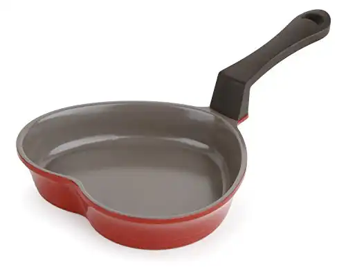 Neoflam 5.5'' Ceramic Nonstick Little Shaped, Frying Griddle Pan Shaper, Resistant Handle for Breakfast Scrambled Egg, Red Heart