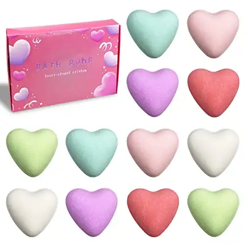 Jofan 12 Pack Valentines Day Heart Bubble Bath Bombs