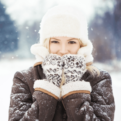 woman outside in winter snow