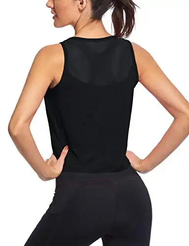 Cropped Workout Tops for Women Mesh Back