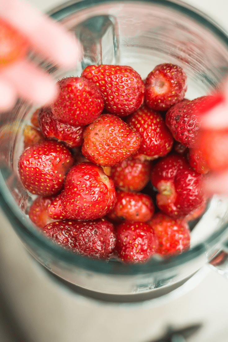 Strawberries in a blender